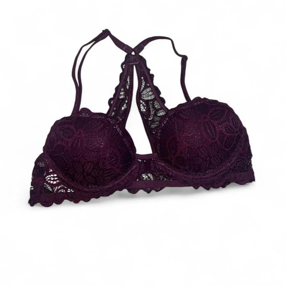SOLD Victoria's Secret Maroon Lace Racerback Pushup Bra - Picture 1 of 1